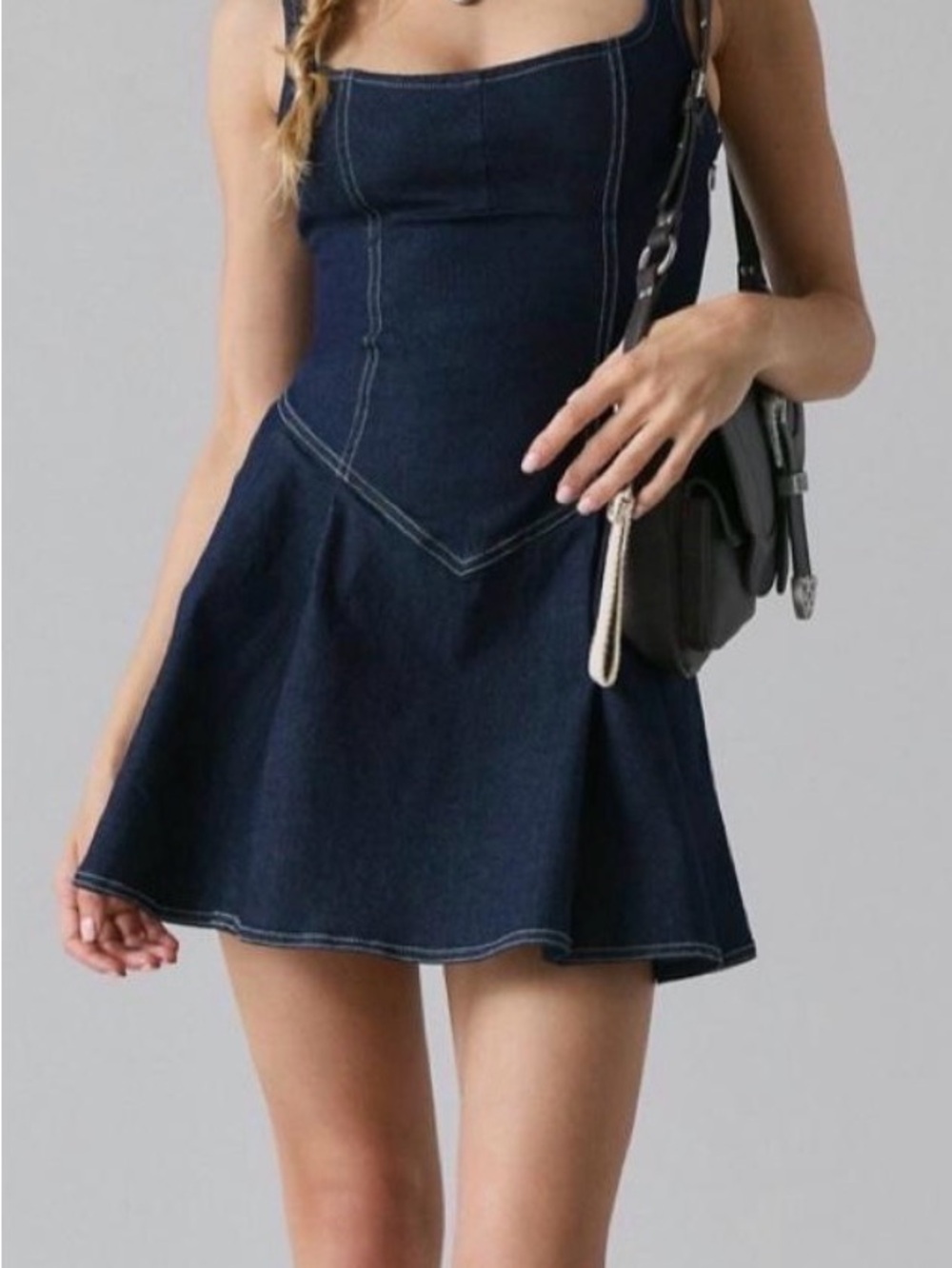 Women’s Dark Blue Denim Fit & Flare mini Dress size M